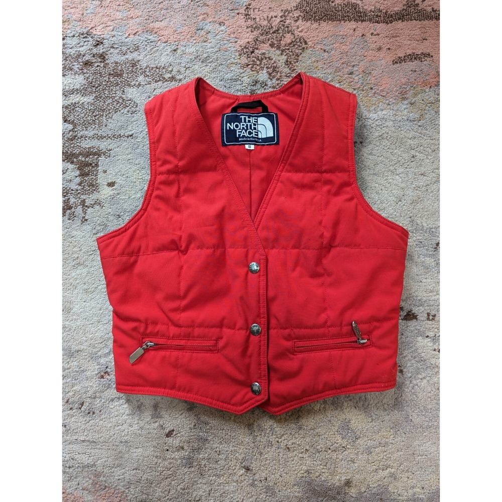 Vintage The North Face Women's Size 8 M Red Quilted Made In USA Vest Y2K Cropped